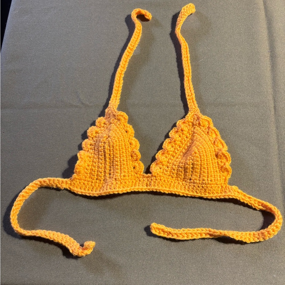 Handmade Crochet Bikini Top in Orange